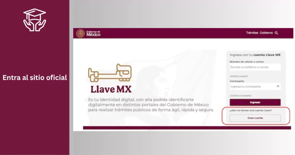 Accede al sitio oficial: Ingresa desde tu navegador a y selecciona la opción “Crear cuenta