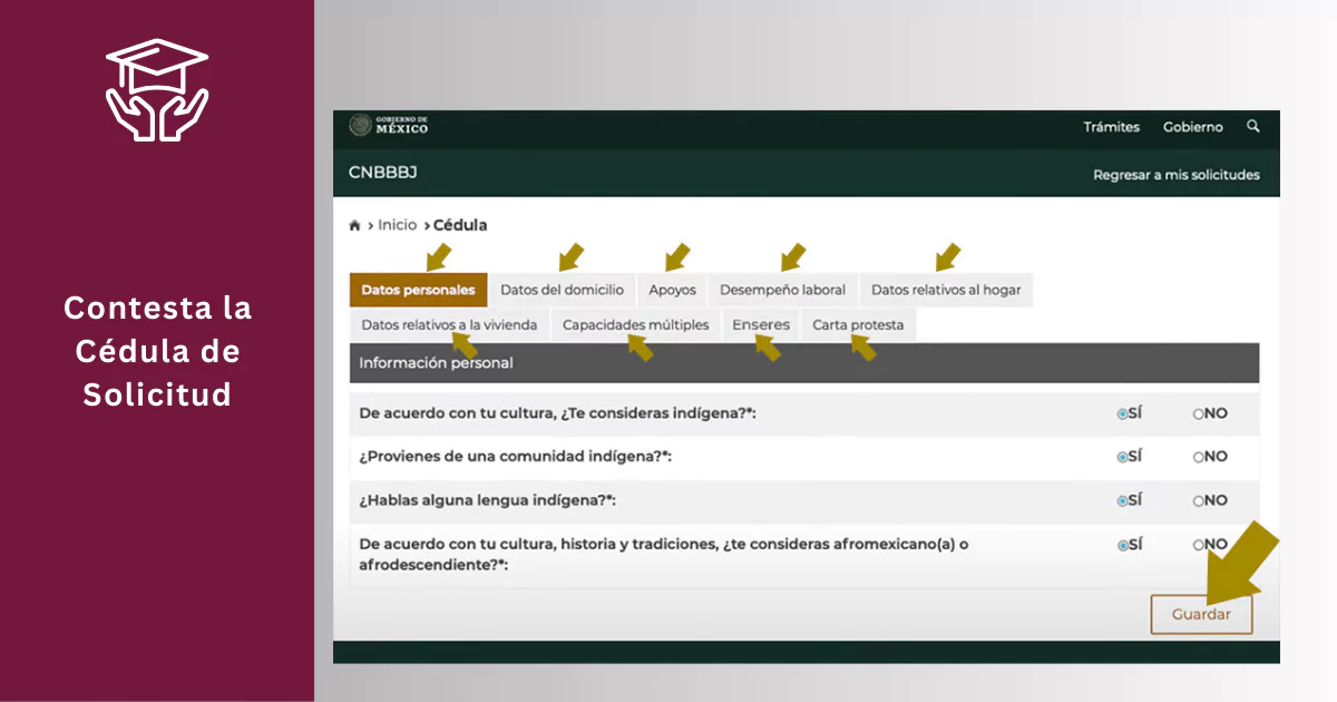 ¿Qué es SUBES 2025?| Guía de actualización Subes Becas 9 PASO 7. CONTESTA LA CÉDULA DE SOLICITUD