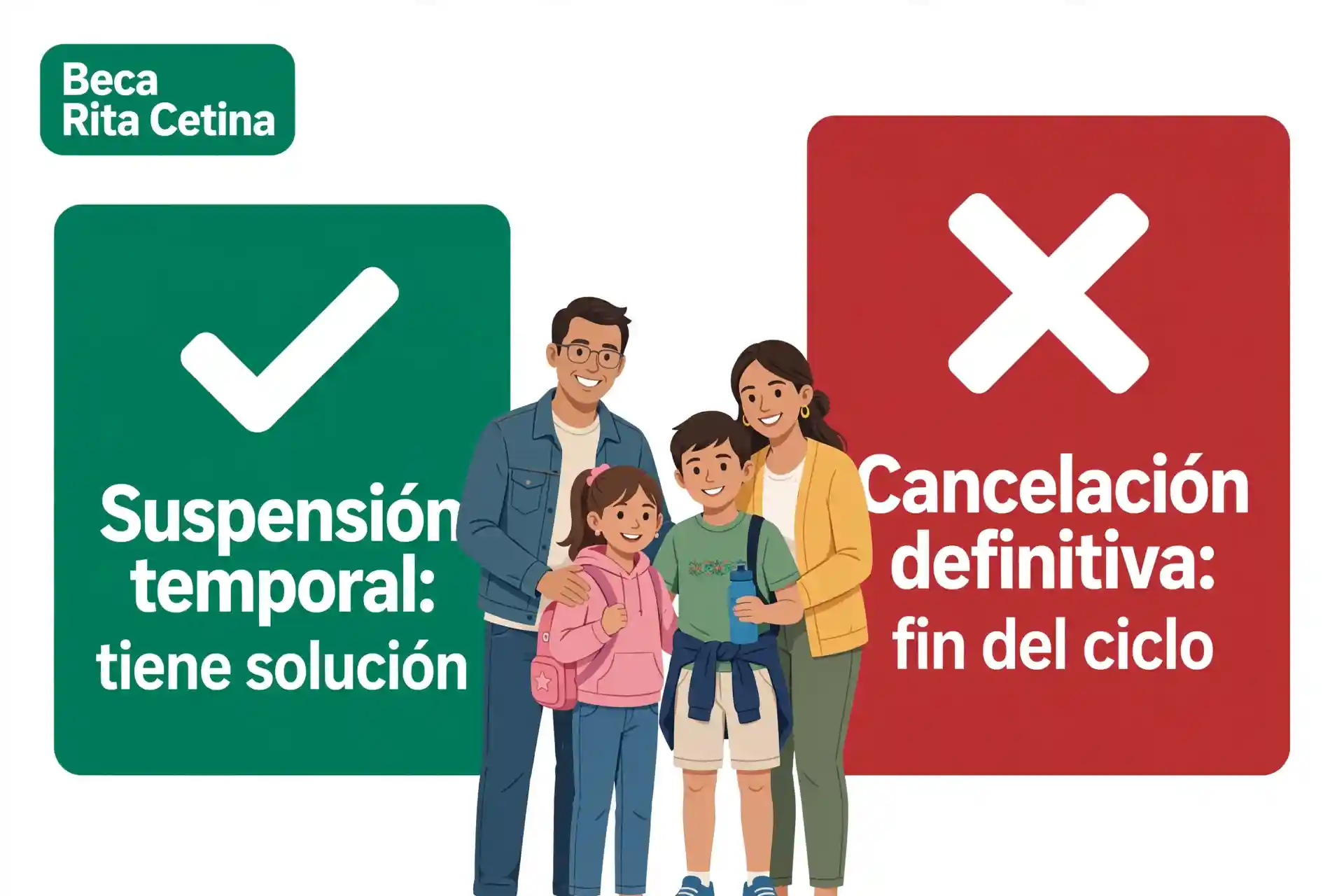 Diferencia entre beca suspendida temporal y beca cancelada definitiva