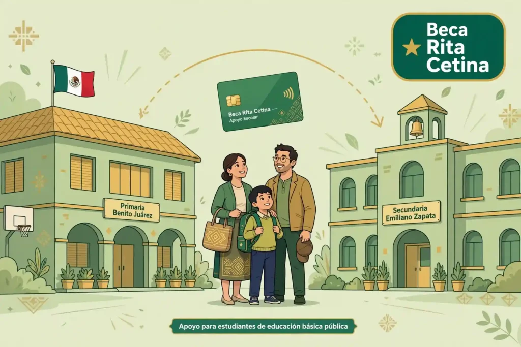 Familia cambiando a su hijo de escuela pública sin perder la Beca Rita Cetina