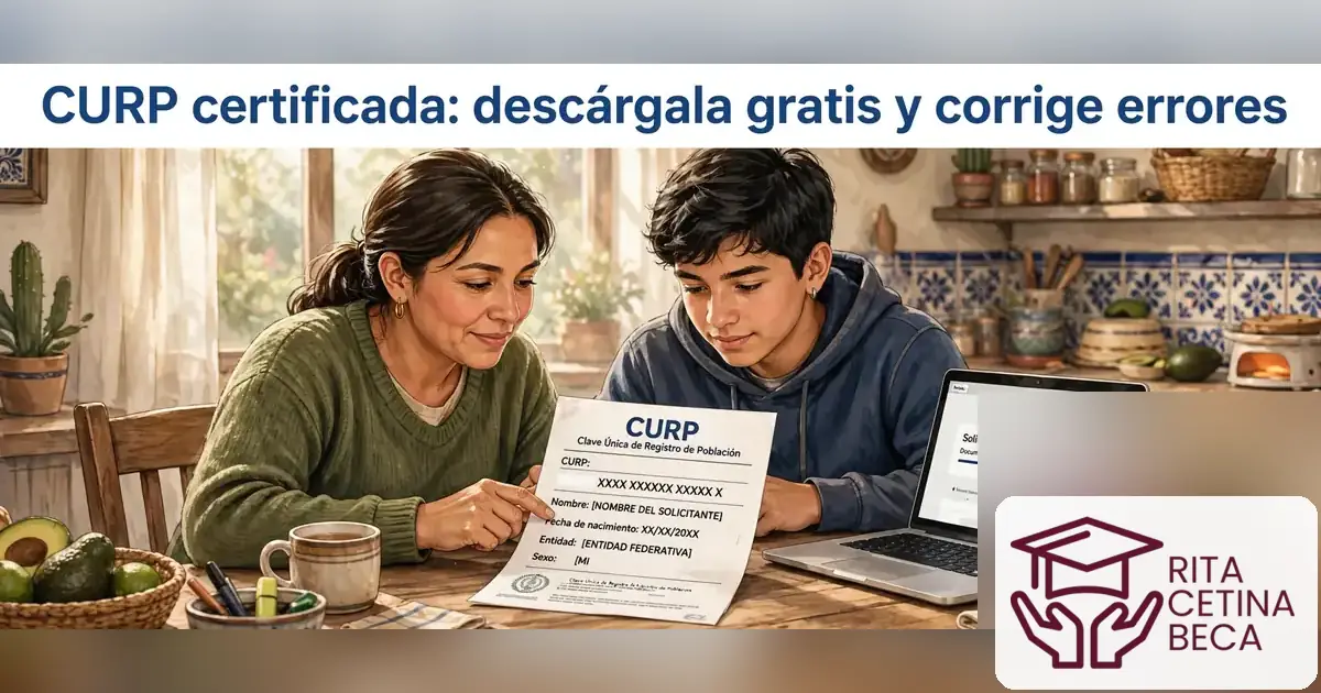 CURP certificada: qué es, cómo descargarla gratis y corregir errores 1 Familia revisando la CURP certificada para el registro de la Beca Rita Cetina.