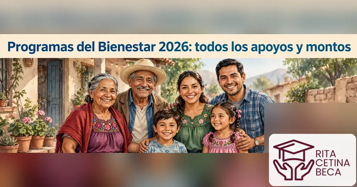 Guia de programas del Bienestar 2026 con los apoyos, montos y requisitos de pensiones, becas y apoyos para familias mexicanas.