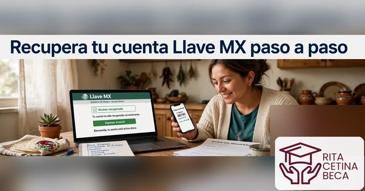 Recuperar cuenta Llave MX: usuario y contraseña paso a paso 1 Madre recuperando el acceso a su cuenta Llave MX antes del registro de la Beca Rita Cetina.